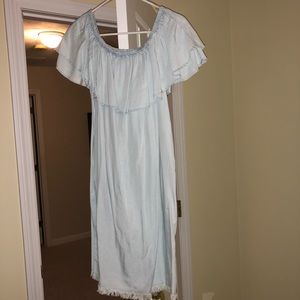 Light chambray off the shoulder dress
